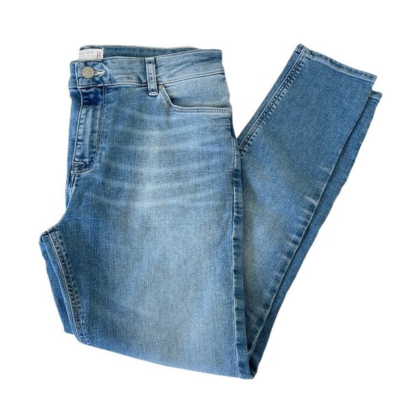 ASOS Mid Rise Jeans NEW Plus Sz 16 Waist 34 Women Stretch Ankle Med Wash Blue - Picture 1 of 8